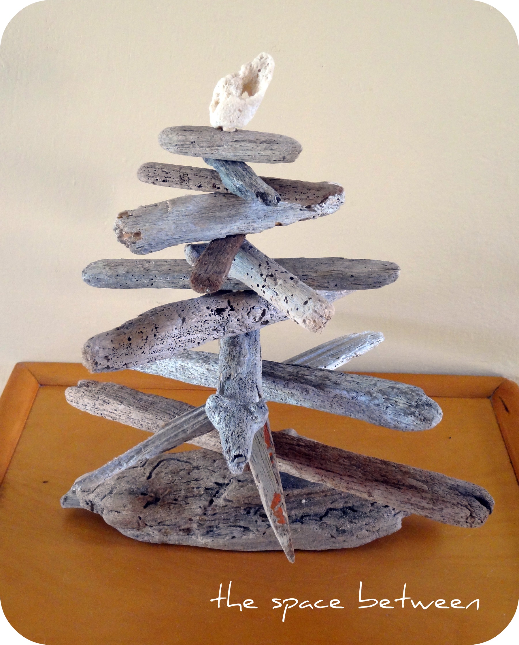 sea glass and driftwood christmas craft - the space between