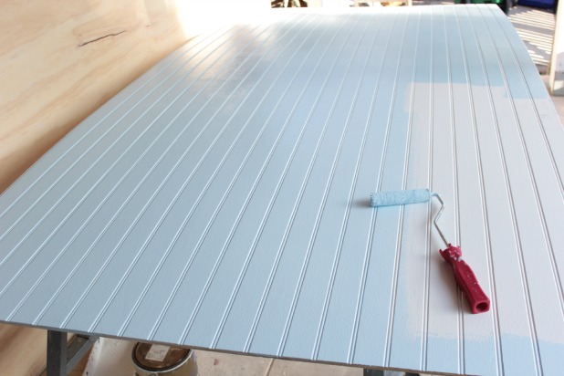 beadboard on the ceiling - ront porch progress