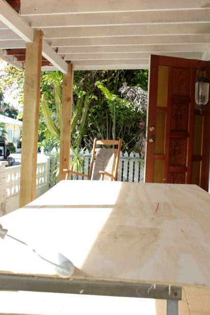 beadboard on the ceiling - ront porch progress