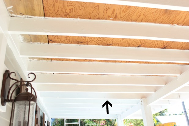 front porch progress - beadboard on the ceiling