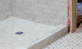 long octagon gray dot marble tile