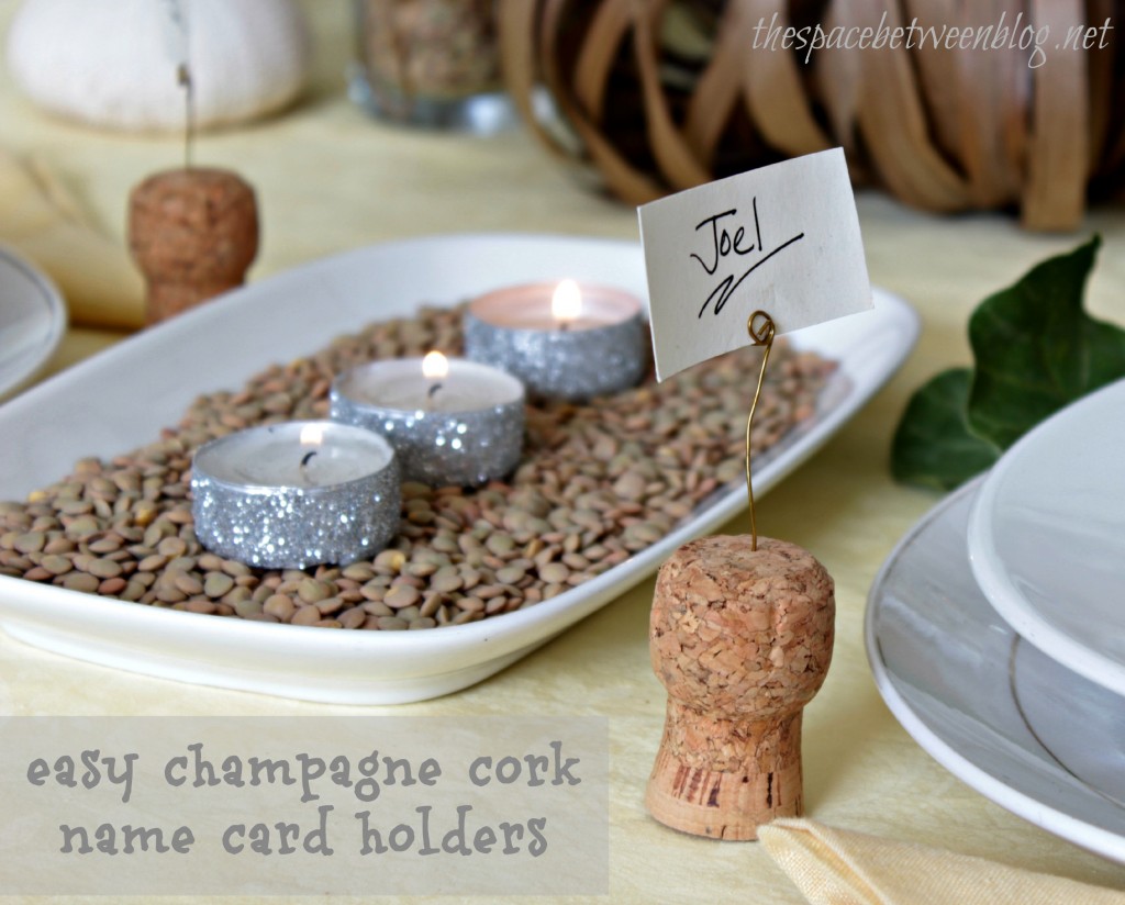 champagne cork name card holder