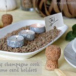 champagne cork name card holder