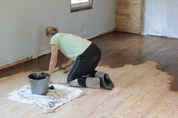 dining room floor staining