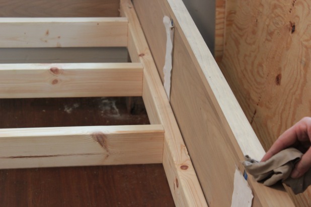 bed frame wood diy legs reclaimed making headboard mattress projects between assembly piece then ana