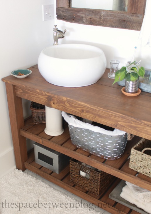 Diy Wood Vanity In The Master Bathroom The Space Between