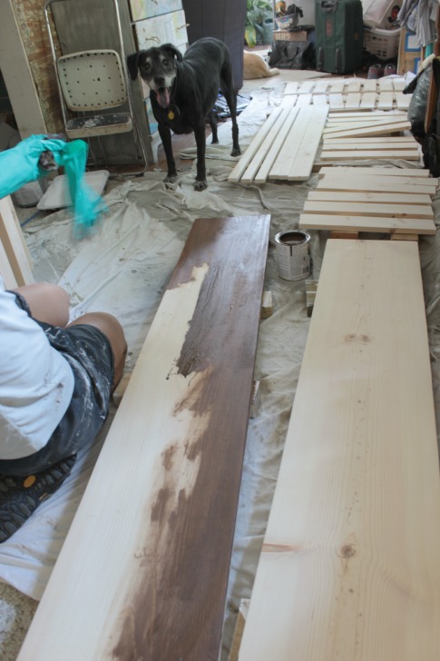 staining wood for a diy vanity