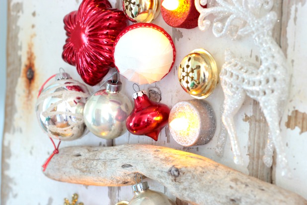 Make these simple ornaments from upcycled tea lights