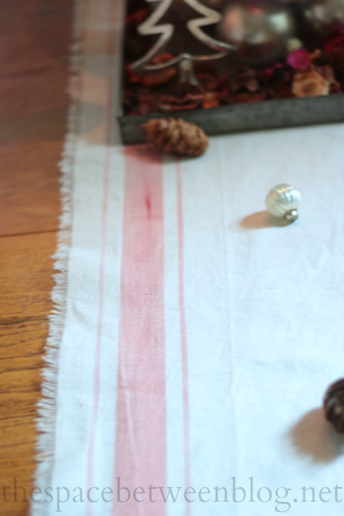 DIY grain sack table runner