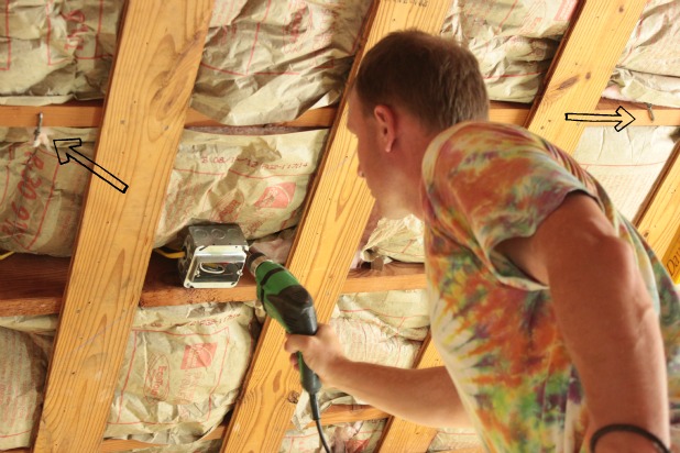 drywalling the ceiling in the guest bedroom