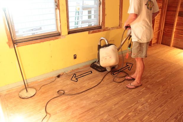 hardwood floor restoration with a square buff