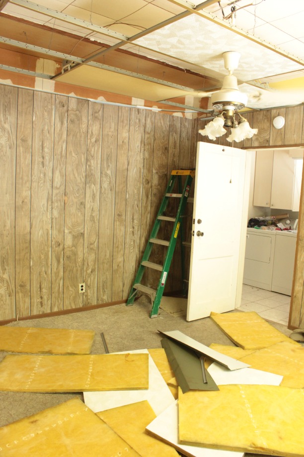 removing drop ceilings in the guest bedroom