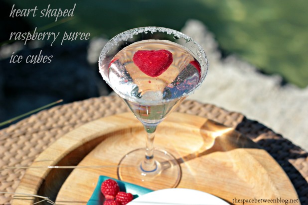 upcycling ideas - thrift store heart shaped mini muffin tin used as an ice cube tray for Valentine's Day