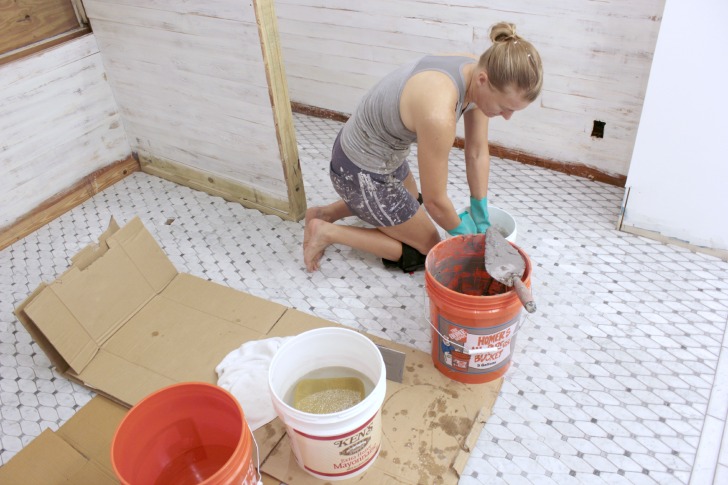 how to grout marble tile