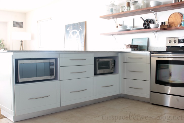 open shelves in the kitchen