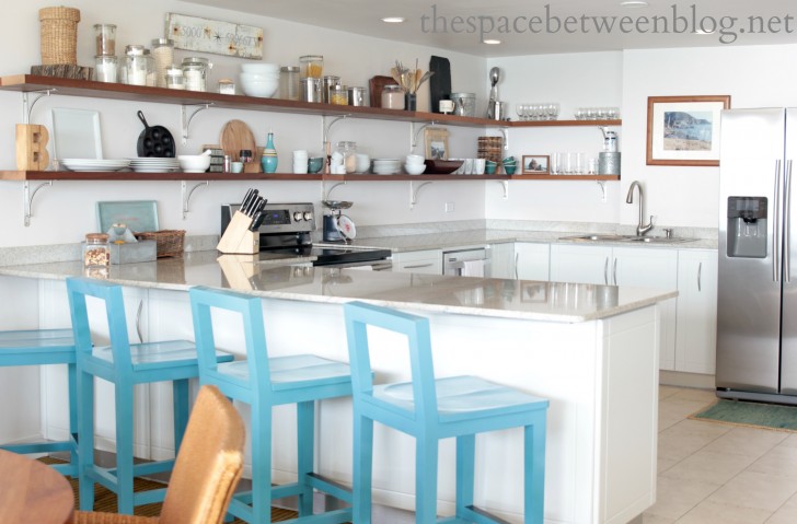 open shelves in the kitchen