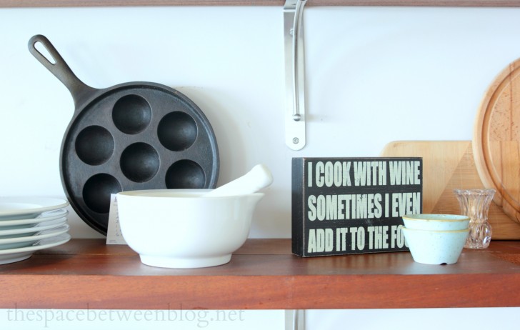 open shelves in the kitchen