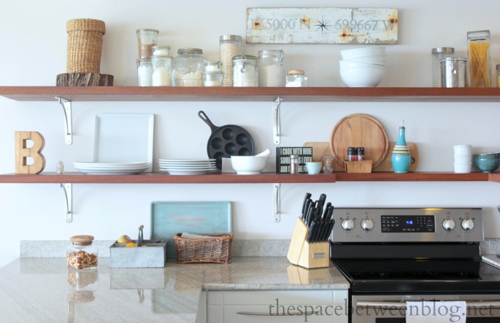 open shelves in the kitchen