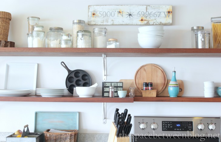 open shelves in the kitchen