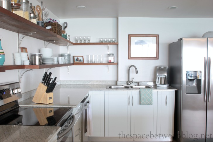 open shelves in the kitchen