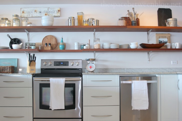 open shelves in the kitchen