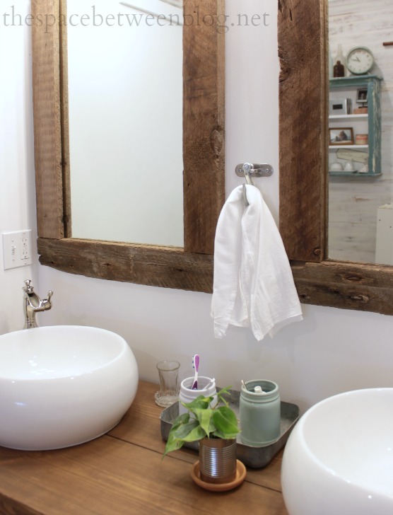 Diy Reclaimed Wood Frames The Space, Reclaimed Wood Bathroom Mirror White