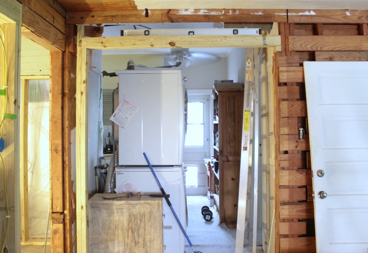 framed out opening for pocket door installation