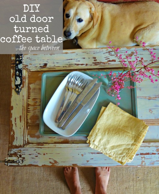 old door upcycle - how to make a coffee table out of old doors