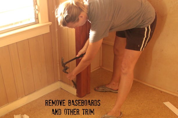 remove baseboards with a pry bar