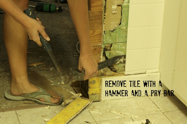 remove tile with a pry bar