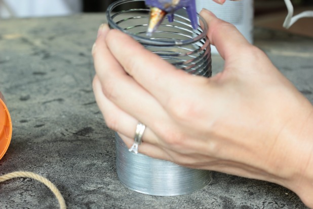 easy pumpkin craft made out of a slinky