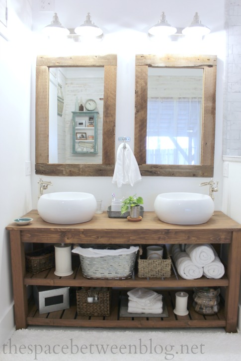 rustic bathroom vanity and mirrors