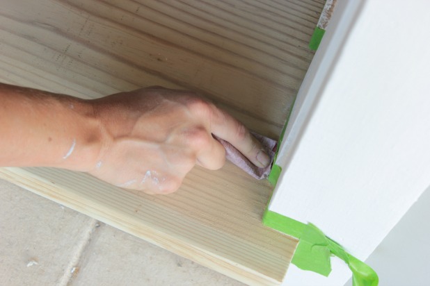 staining the front entry threshold