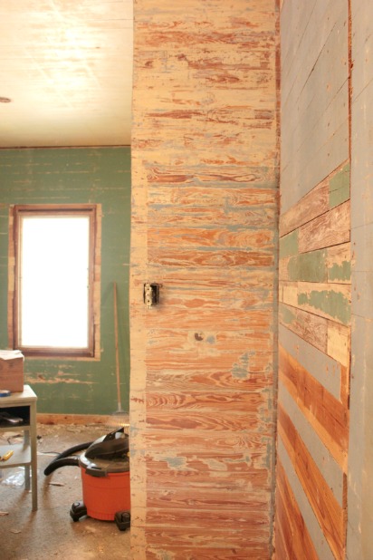 paint stripping wood slat walls 